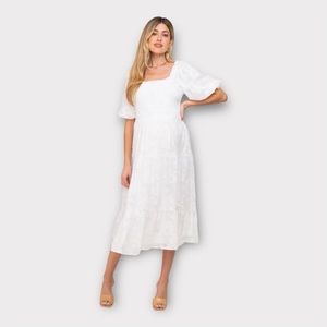 NWOT Ivory Floral Textured Tiered Maternity Midi
Dress